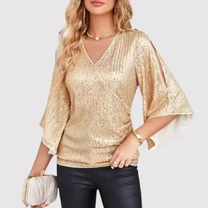 Modern Style Glitter Tops for Women