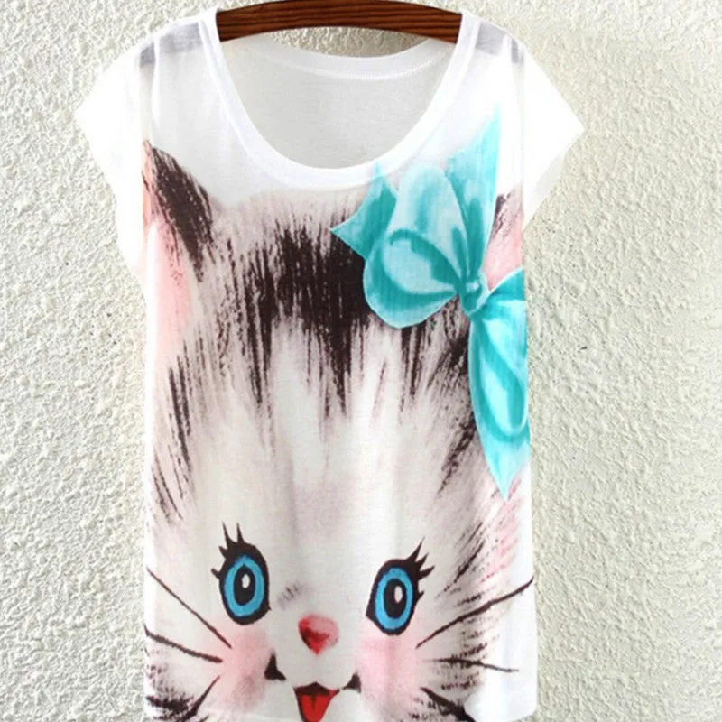 Multi-Style Print Casual Women Short Sleeve Loose Casual Shirt Tops Blouse SHM4