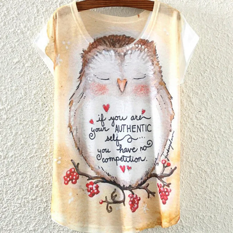 Multi-Style Print Casual Women Short Sleeve Loose Casual Shirt Tops Blouse SHM4