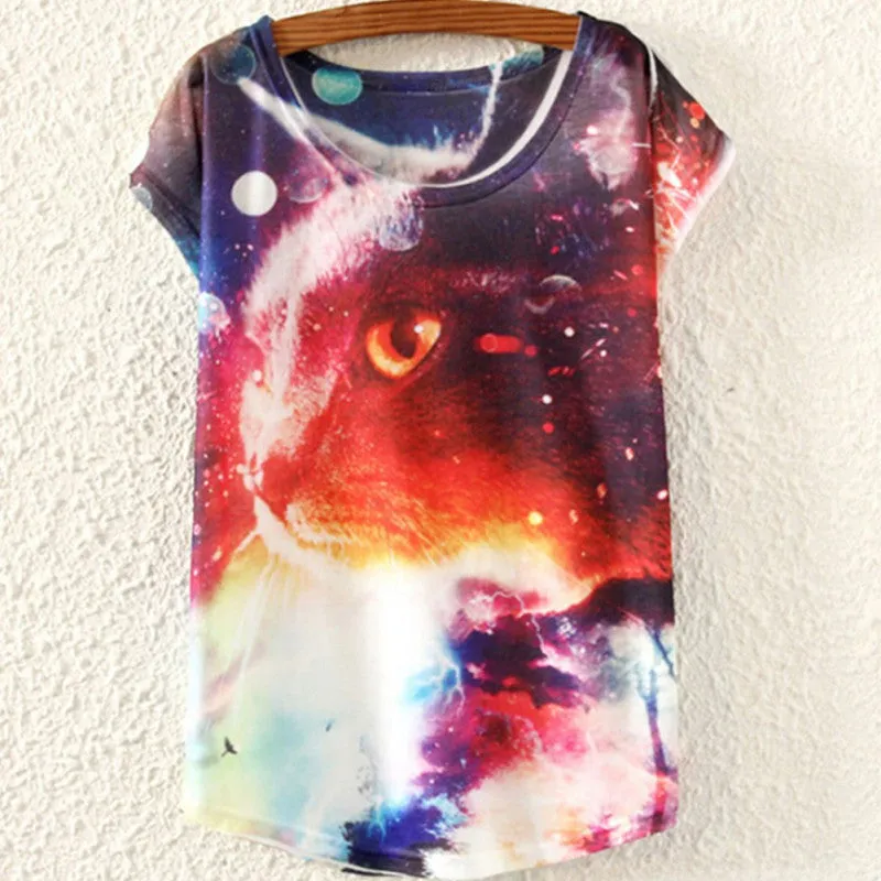 Multi-Style Print Casual Women Short Sleeve Loose Casual Shirt Tops Blouse SHM4