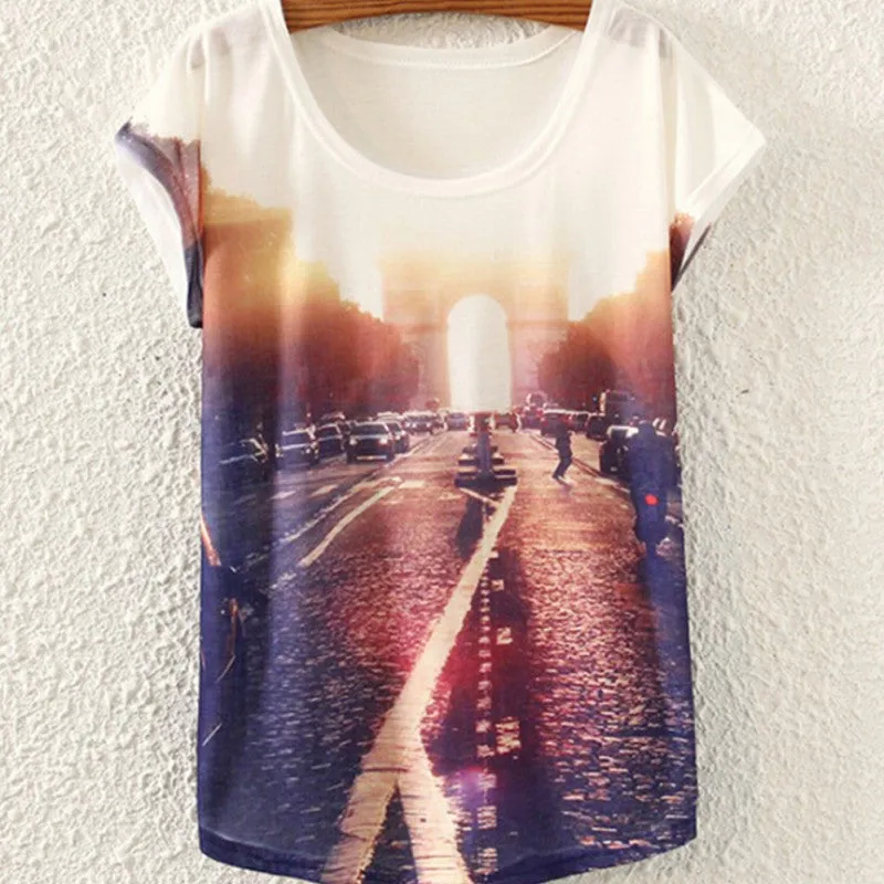 Multi-Style Print Casual Women Short Sleeve Loose Casual Shirt Tops Blouse SHM4