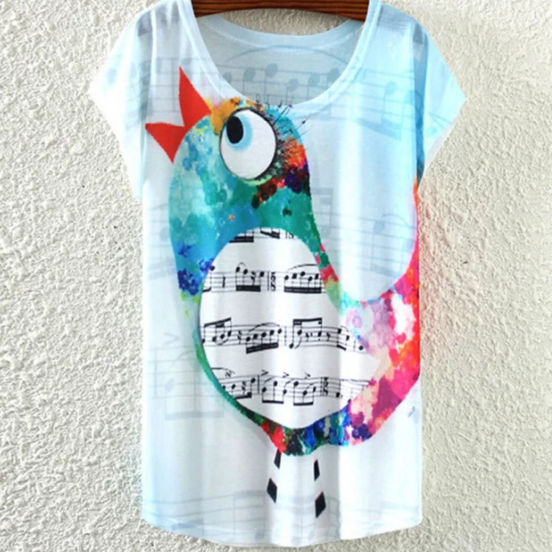 Multi-Style Print Casual Women Short Sleeve Loose Casual Shirt Tops Blouse SHM4