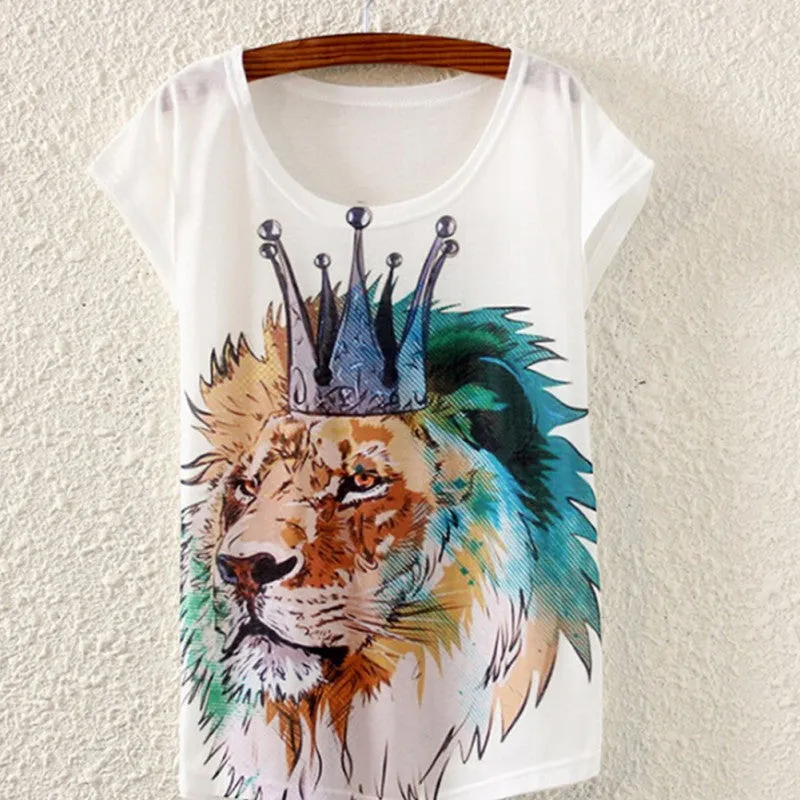 Multi-Style Print Casual Women Short Sleeve Loose Casual Shirt Tops Blouse SHM4