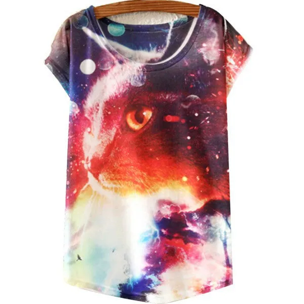 Multi-Style Print Casual Women Short Sleeve Loose Casual T-shirt Tops