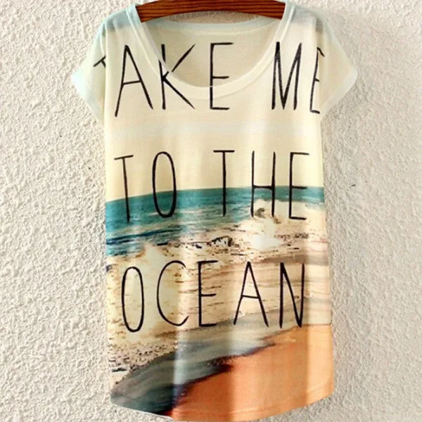 Multi-Style Print Casual Women Short Sleeve Loose Casual T-shirt Tops