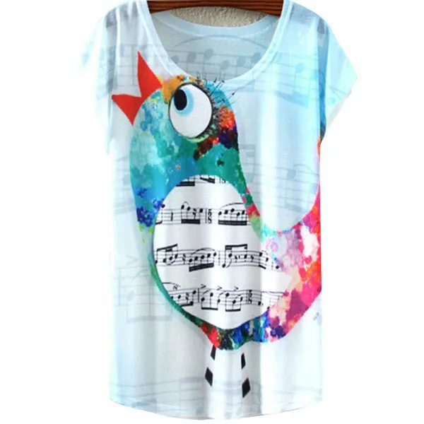 Multi-Style Print Casual Women Short Sleeve Loose Casual T-shirt Tops