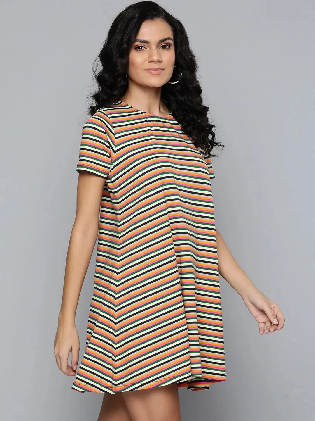Multicolor Stripes Tent Dress