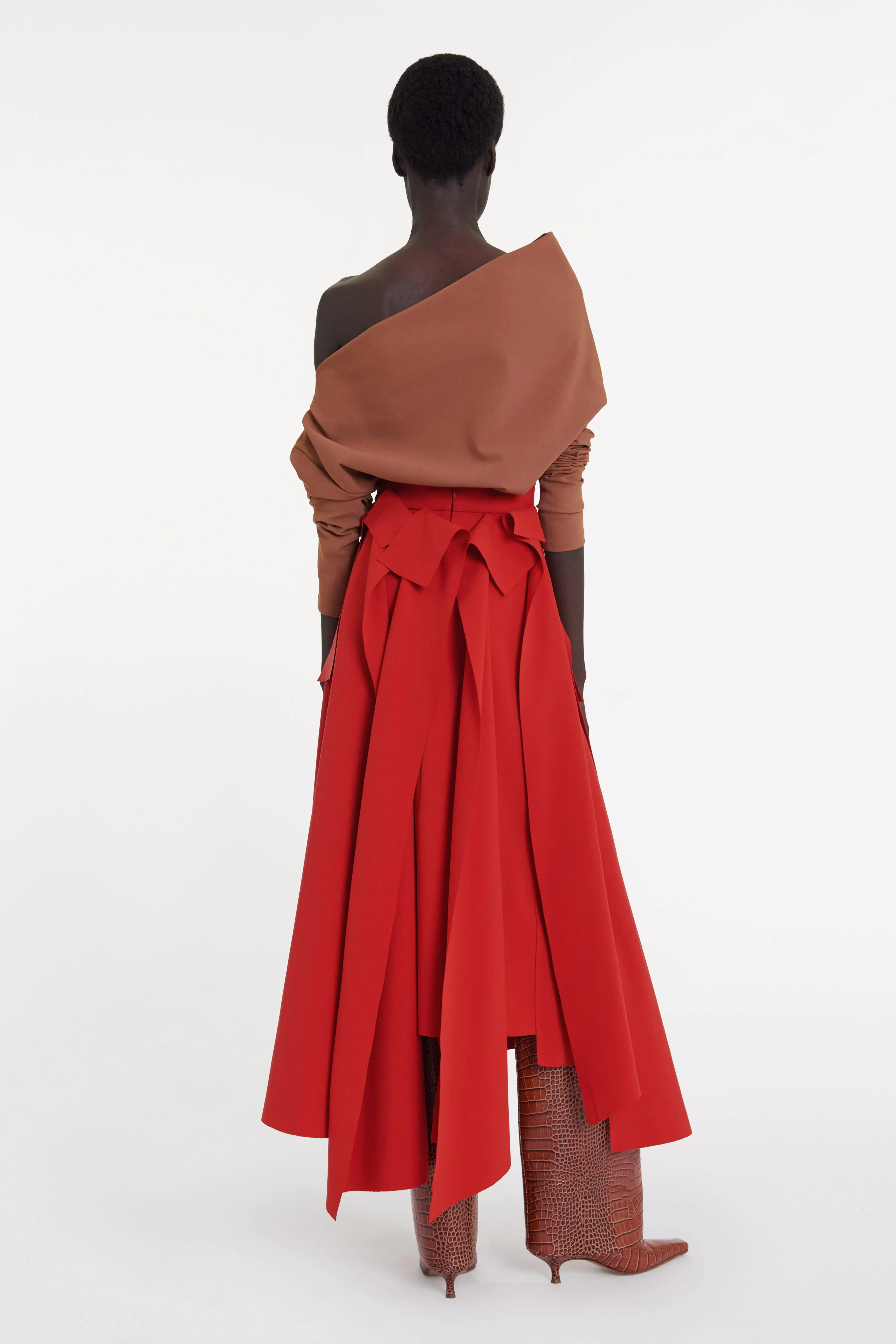 Multiple Asymmetric Panels Skirt Red