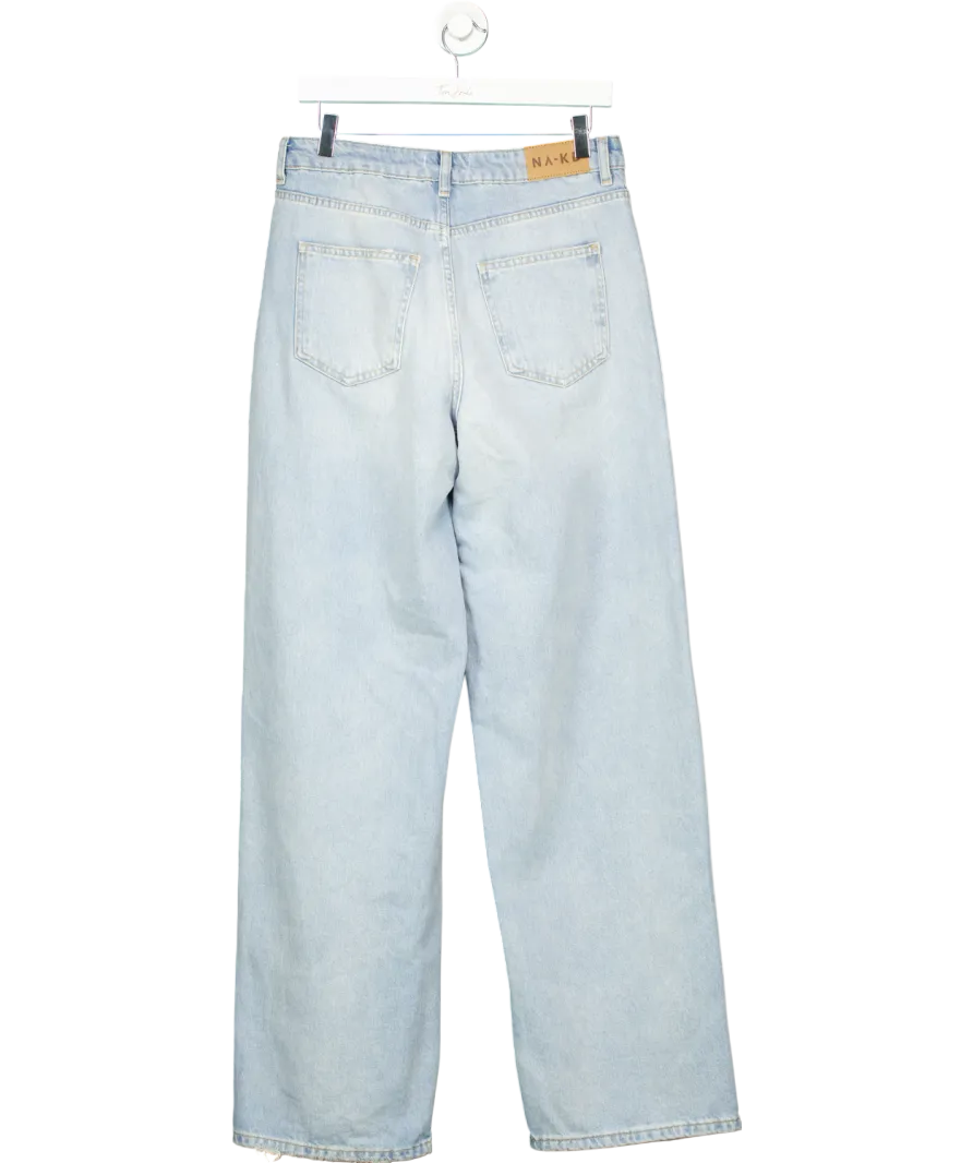 NA-KD Blue Loose Low Waist Long Jeans UK S