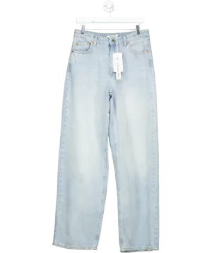 NA-KD Blue Loose Low Waist Long Jeans UK S