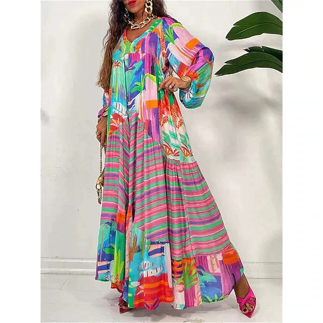 Nahia® | Loose Boho Maxi Dress With Floral Print