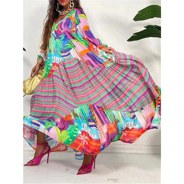 Nahia® | Loose Boho Maxi Dress With Floral Print