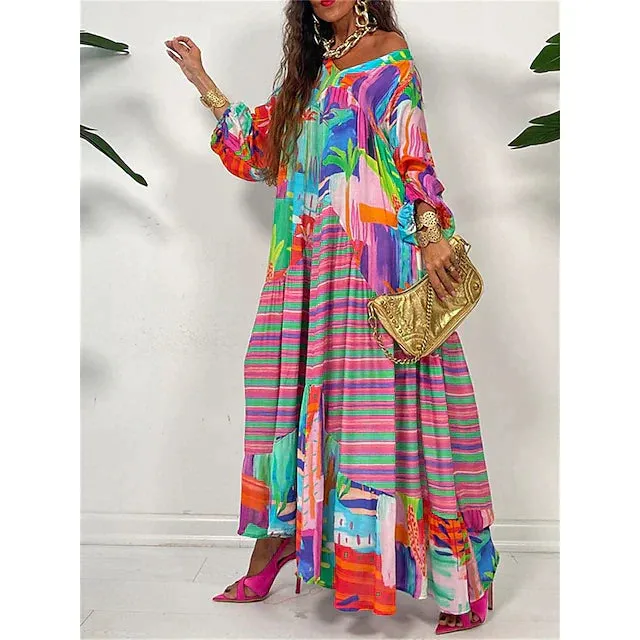 Nahia® | Loose Boho Maxi Dress With Floral Print