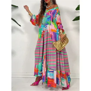 Nahia® | Loose Boho Maxi Dress With Floral Print