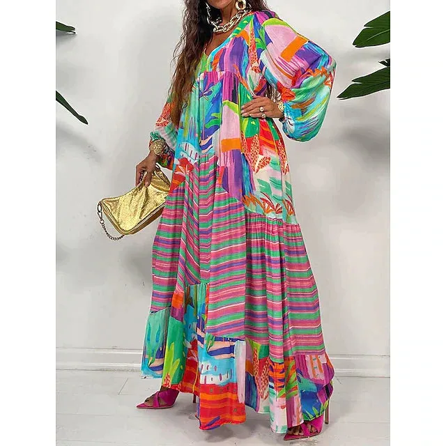 Nahia® | Loose Boho Maxi Dress With Floral Print