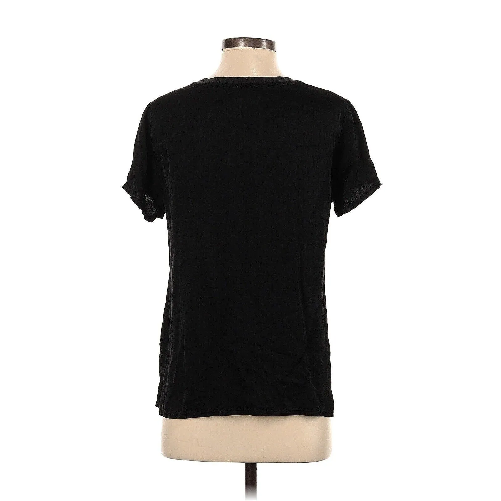 Nation LTD Women's Black Satin V-Neck Short Sleeve June Top – Size Small
