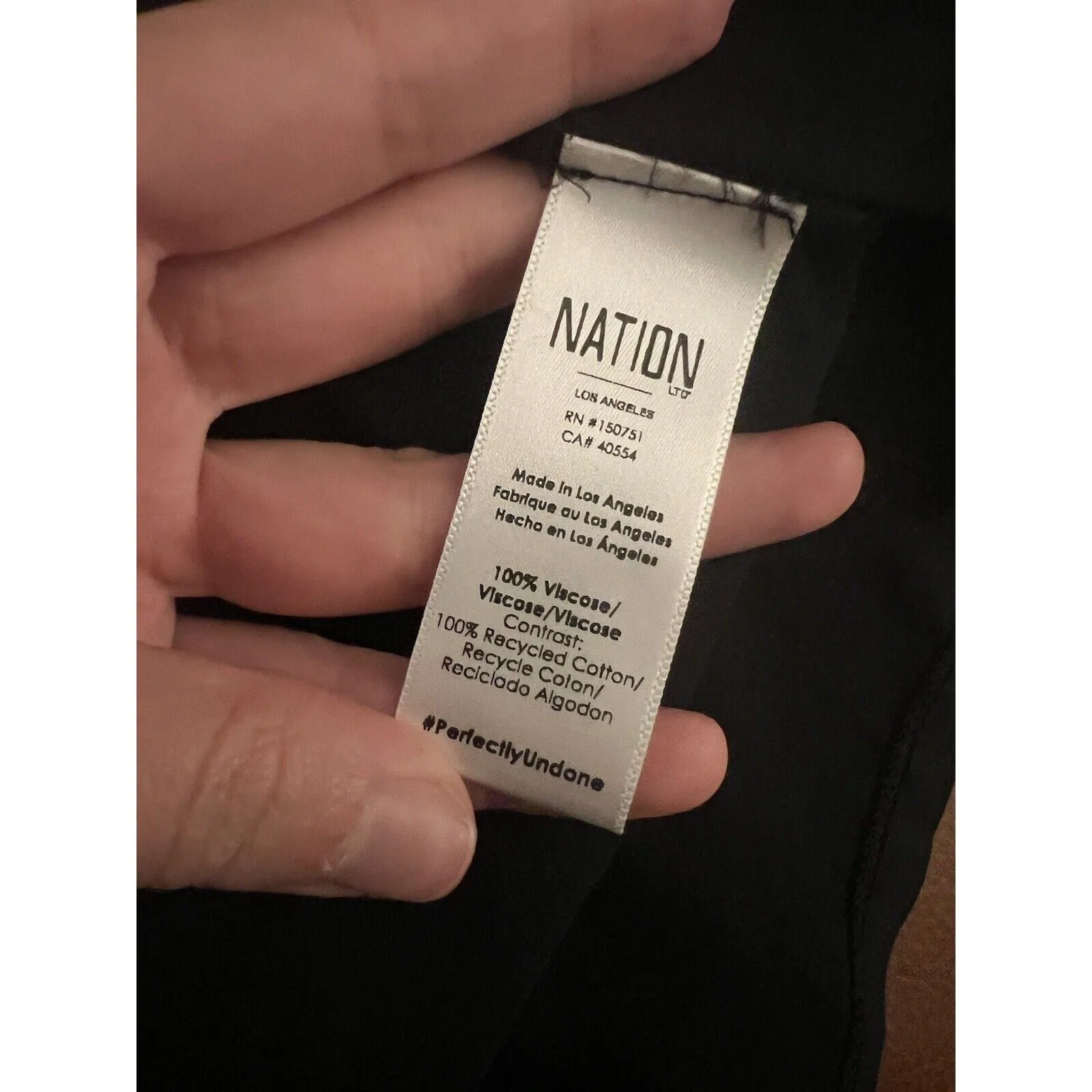 Nation LTD Women's Black Satin V-Neck Short Sleeve June Top – Size Small