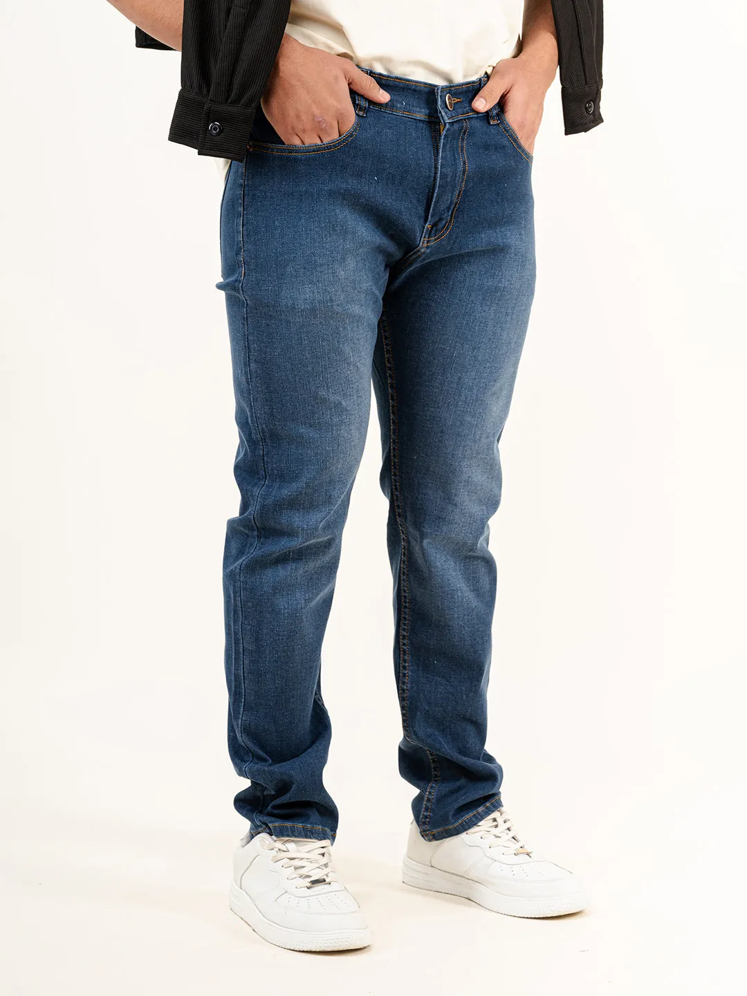 Navy Blue Plain Slim Fit Denim jeans