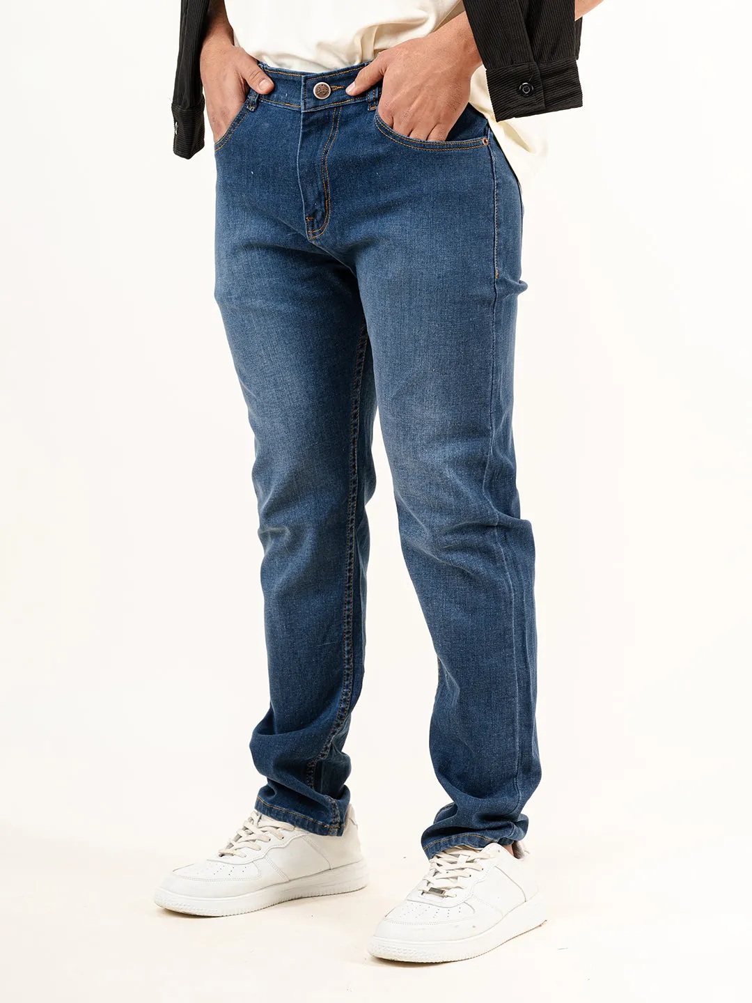 Navy Blue Plain Slim Fit Denim jeans