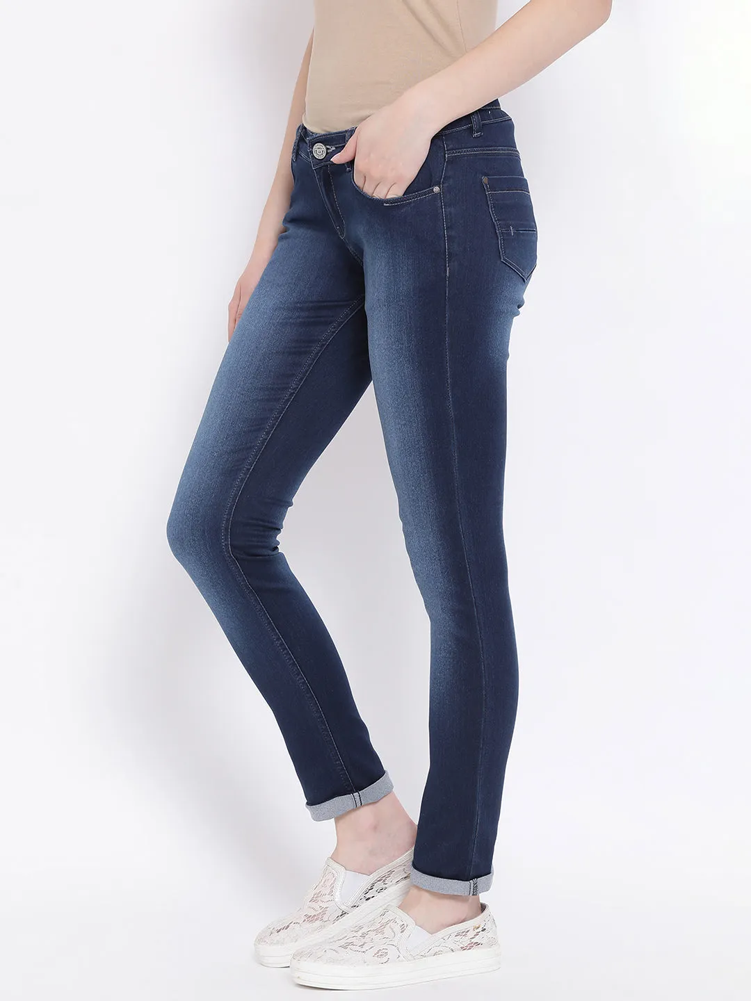 Navy Blue Solid Mildy Fade Jeans