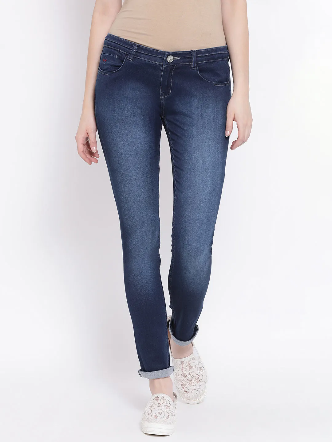 Navy Blue Solid Mildy Fade Jeans