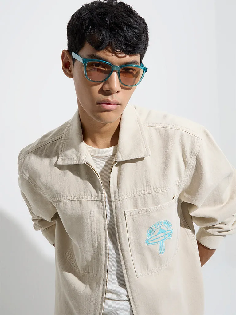 Nuon Beige Relaxed-Fit Denim Jacket