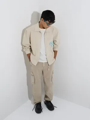 Nuon Beige Relaxed-Fit Denim Jacket