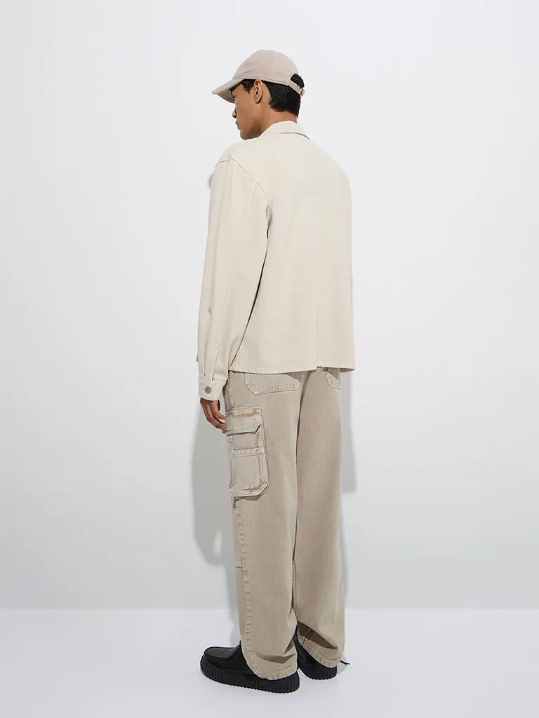 Nuon Beige Relaxed-Fit Denim Jacket