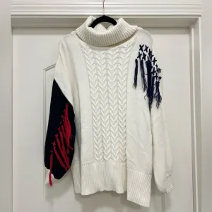 NWT Bloomingdales Oversized Stitched Cable Knit Turtleneck Sweater