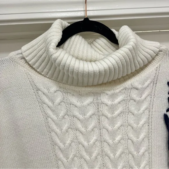 NWT Bloomingdales Oversized Stitched Cable Knit Turtleneck Sweater