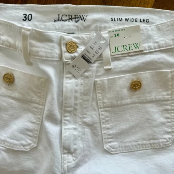 NWT J. Crew Sailor slim wide-leg jean in white Various