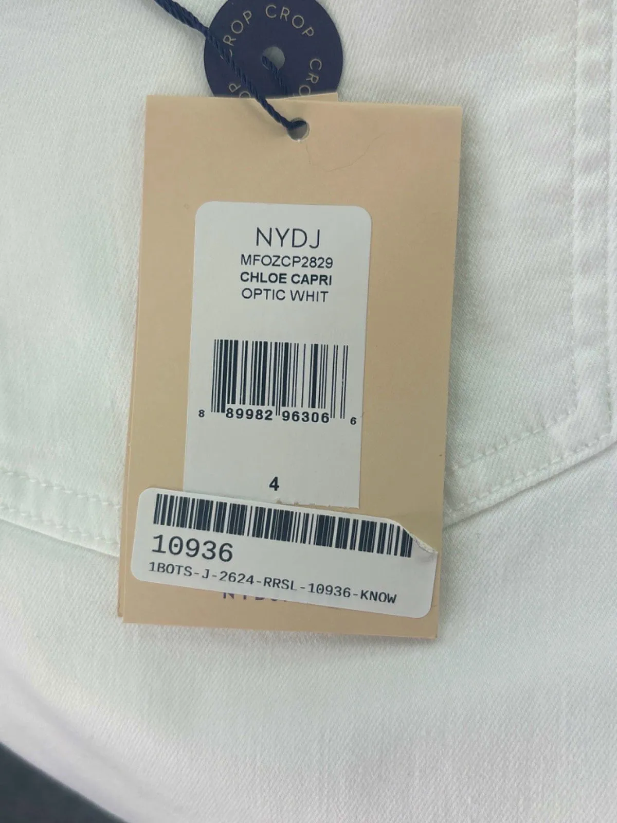 NYDJ Optic White Chloe Crop Jeans Size UK 8