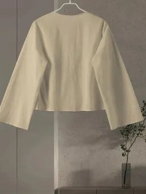 Obsidian Phoenix Cotton Linen Lace-Up Shirt - V-Neck Hollow-Out Design, Loose Long Sleeve