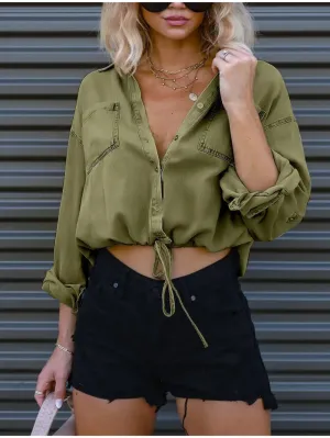 Ocatavia Stylish Tied Loose Cropped Top