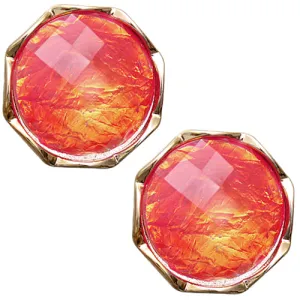 Orange Gold Iridescent Faux Gemstone Post Earrings