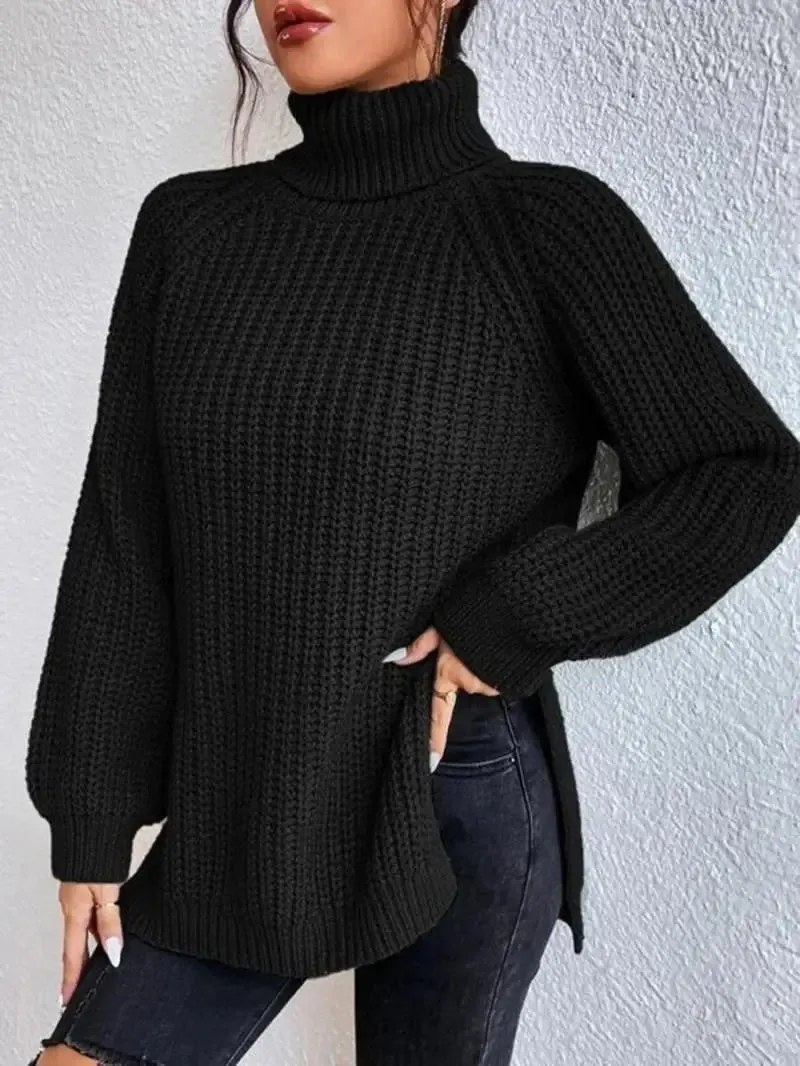 Oversized Knit Turtleneck Pullover Sweater