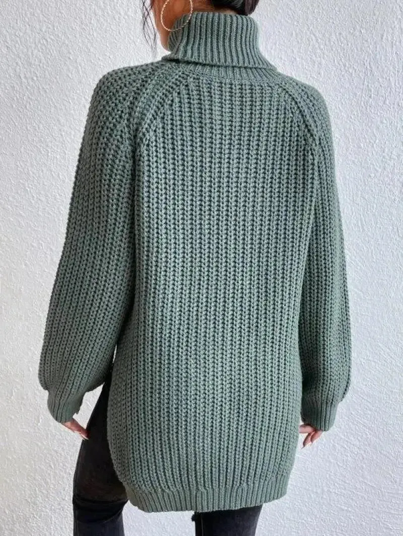 Oversized Knit Turtleneck Pullover Sweater