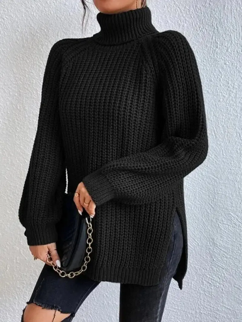 Oversized Knit Turtleneck Pullover Sweater
