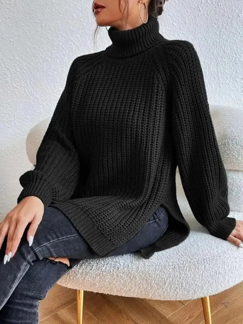 Oversized Knit Turtleneck Pullover Sweater