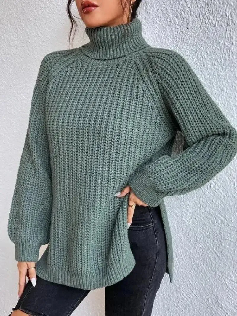 Oversized Knit Turtleneck Pullover Sweater