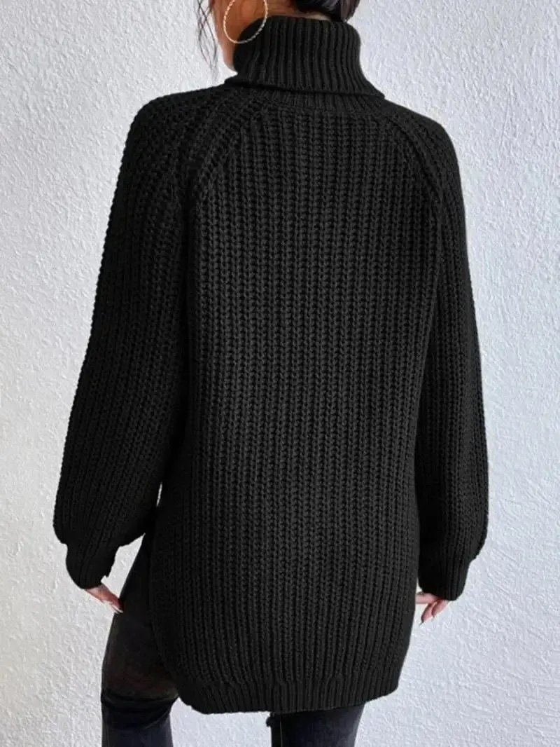 Oversized Knit Turtleneck Pullover Sweater