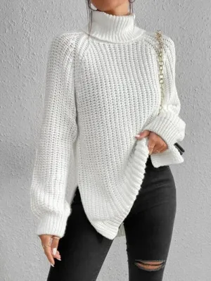 Oversized Knit Turtleneck Pullover Sweater