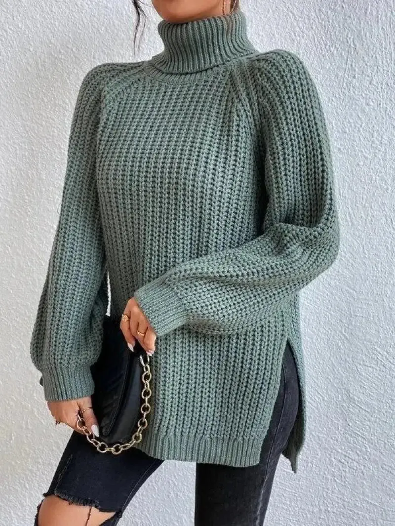 Oversized Knit Turtleneck Pullover Sweater
