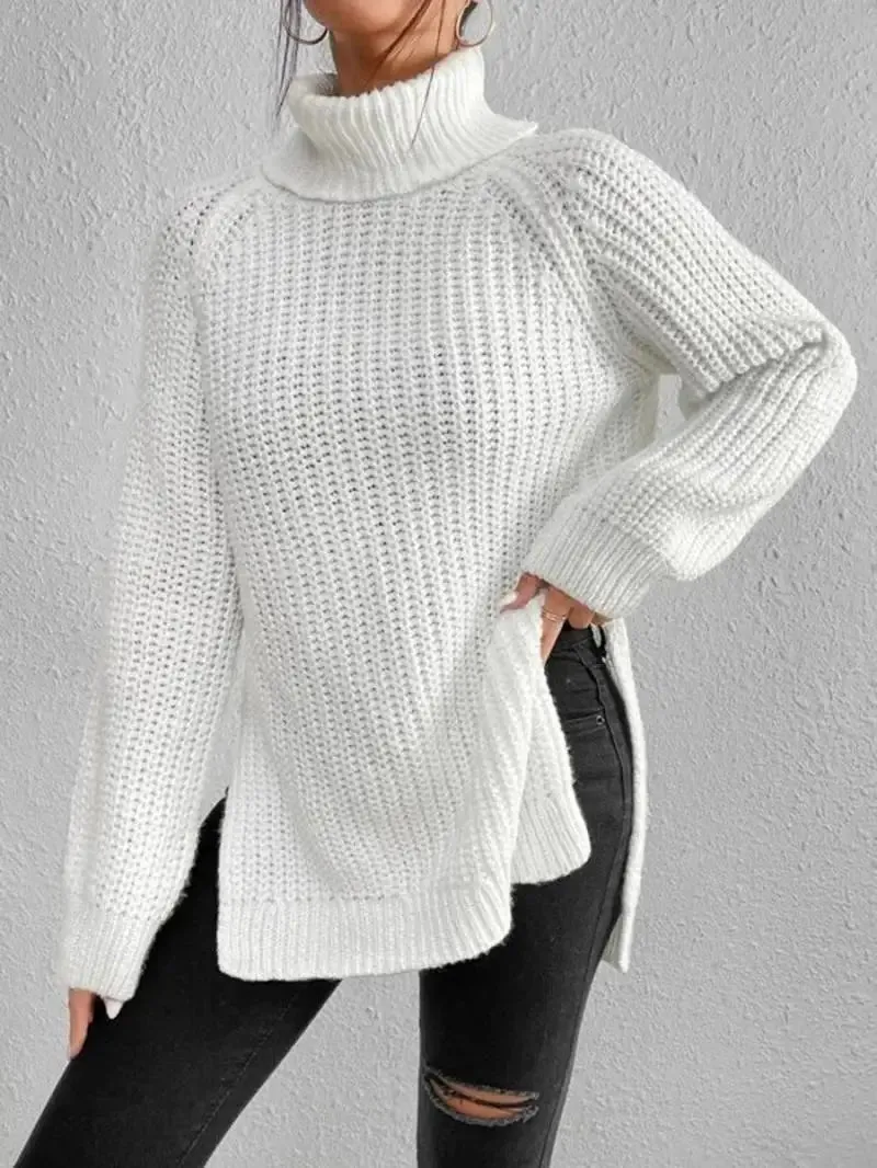 Oversized Knit Turtleneck Pullover Sweater