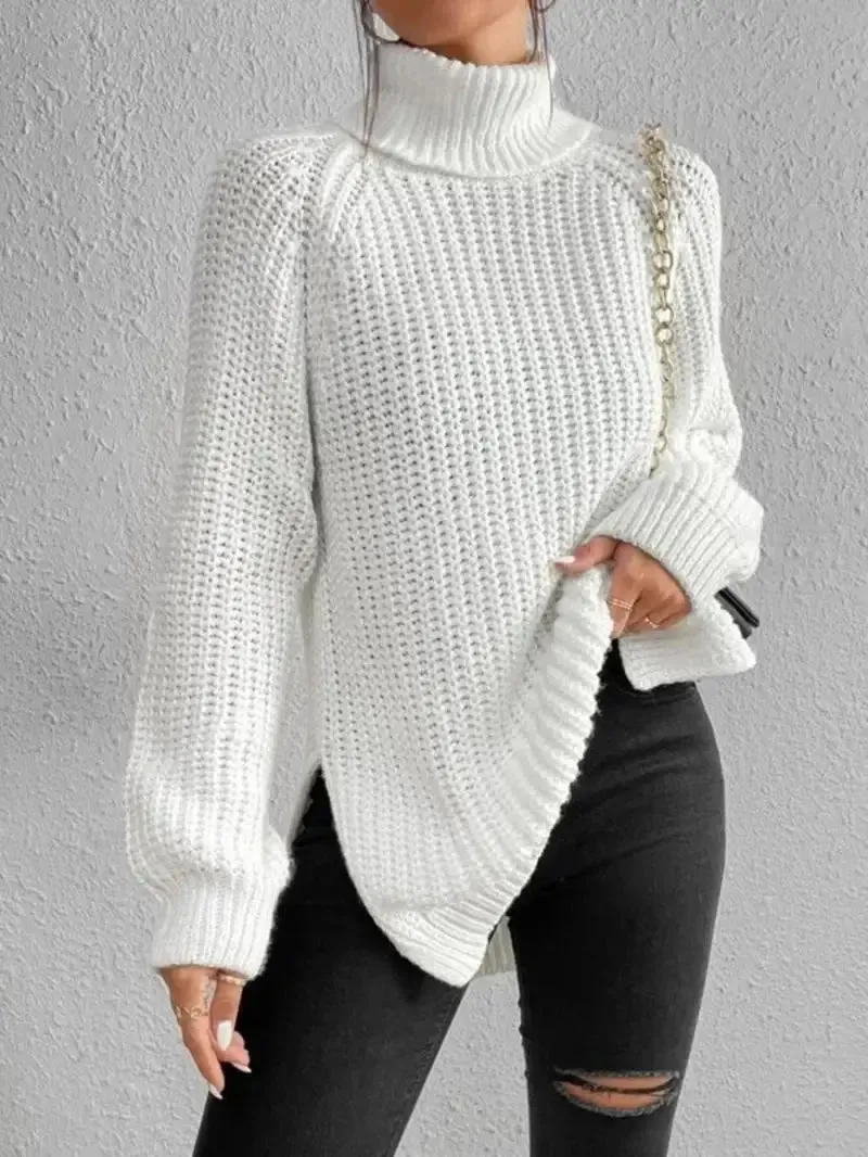 Oversized Knit Turtleneck Pullover Sweater