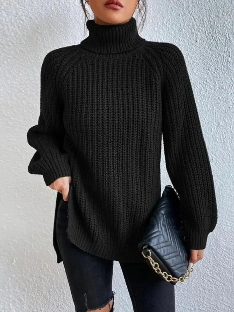 Oversized Knit Turtleneck Pullover Sweater