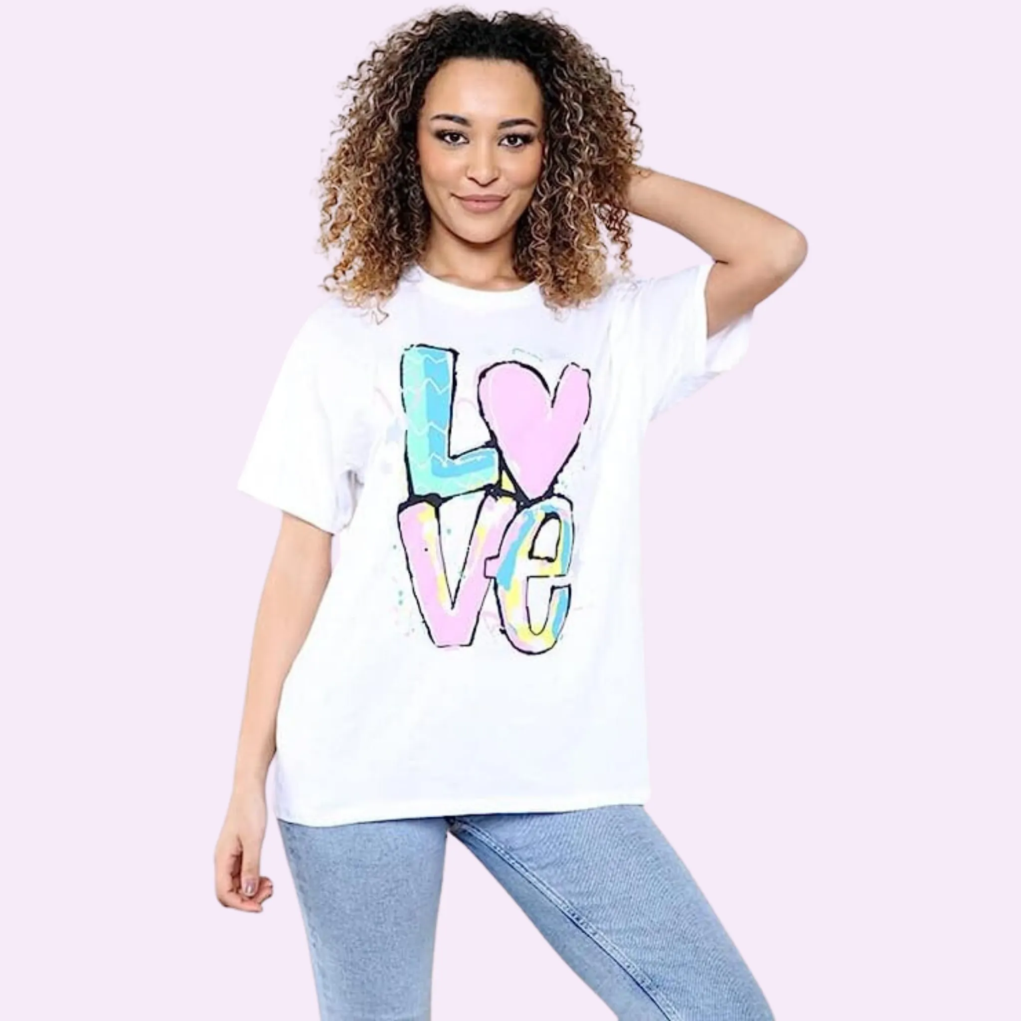 Oversized Love Print T-Shirt