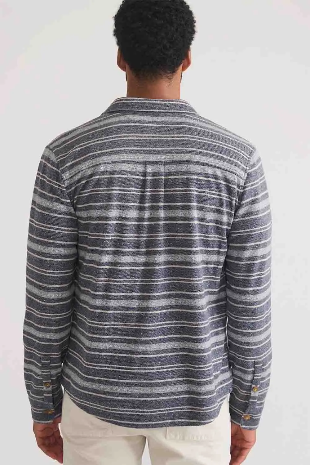 PACIFICA STRETCH SHIRT Navy/Grey Baja Stripe