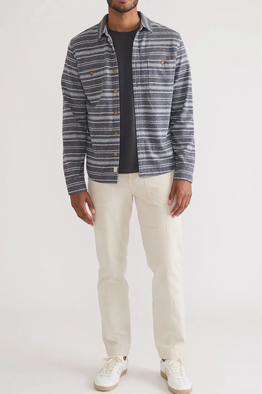 PACIFICA STRETCH SHIRT Navy/Grey Baja Stripe