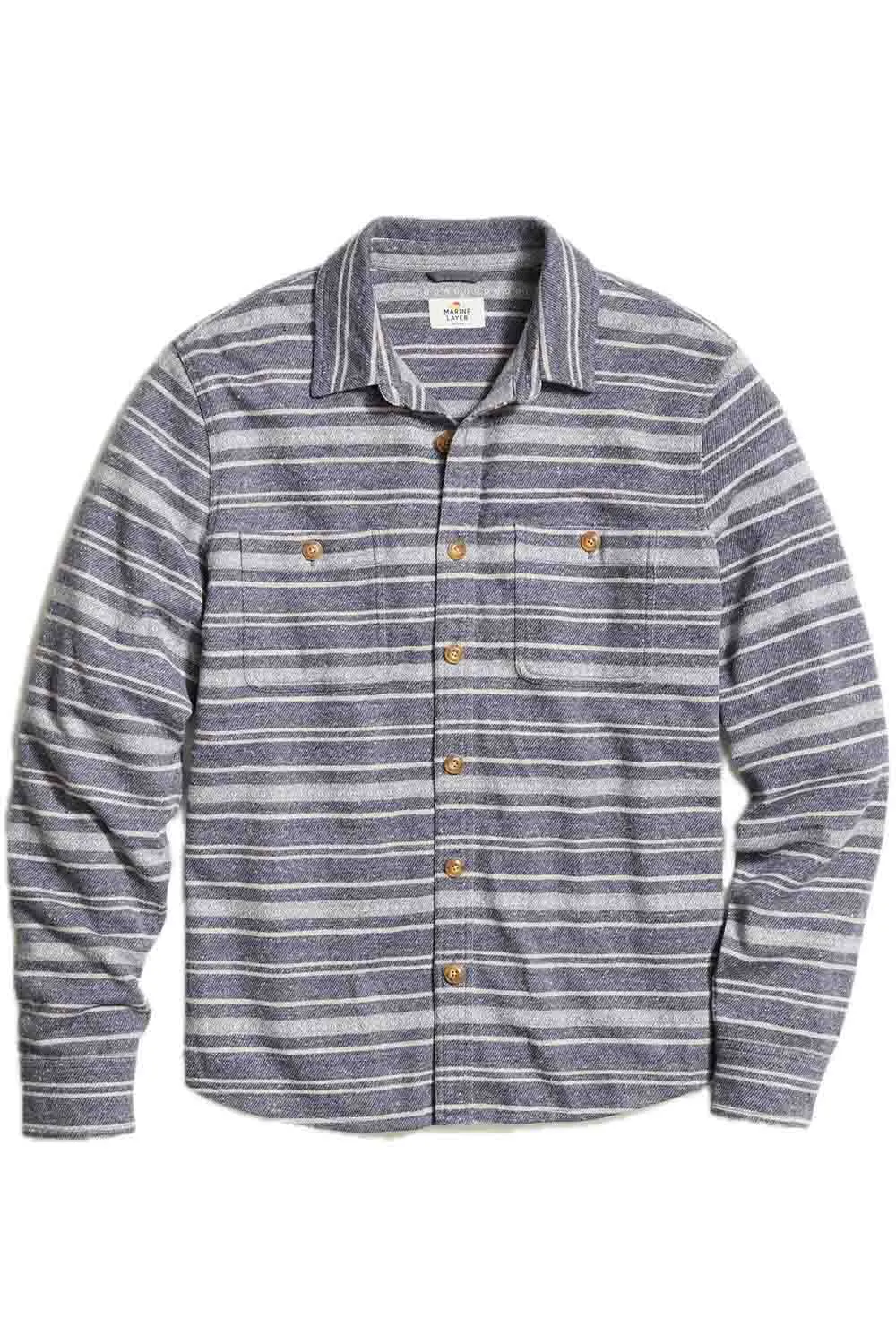 PACIFICA STRETCH SHIRT Navy/Grey Baja Stripe